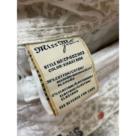 Miss Me Women's 28 White Short Cotton Bermuda Paisley Stretch Streetwear Casual - Picture 6 of 11